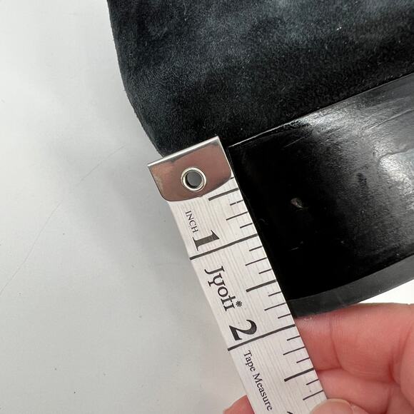 Aquatalia Carmeline Loafer Womens 10 Black Suede Leather Heeled Square Toe Italy - Picture 9 of 9